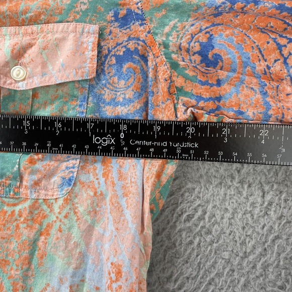 LRL Lauren Jeans Paisley Blouse Medium Boho Colorful Button Up Roll tab Sleeve - Picture 6 of 10